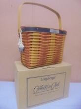 2001 Longaberger Whistle Stop Basket w/ Liner & Protector & Tie On