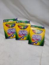 Crayola Ultra-Clean Washable Large Crayons. Qty 3- 8 Pack Boxes.