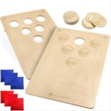 2-in-1 Cornhole and Beer Pong Board Game w/ Carry Bags and Accessories