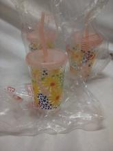 Lot of 3 Room Essentials Mini Tumblers w/ Straws