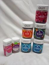 7Pc OLLY Lot- 2 Immunity, 2 Stress, Hair, Hoo-Ha, Muscle Recov. Sleep