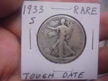 1933 S Mint Silver Walking Liberty Half Dollar