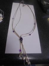 Beautiful Ladies Sterling Silver & Purple Amethyst Necklace