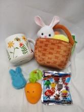 bee&lady bug coffee mug, fluffy basket, light up bunny, carrot stress ball, Marvel