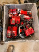 ASSORTED BATTERY CHARGERS AND HILTI FASTENERS