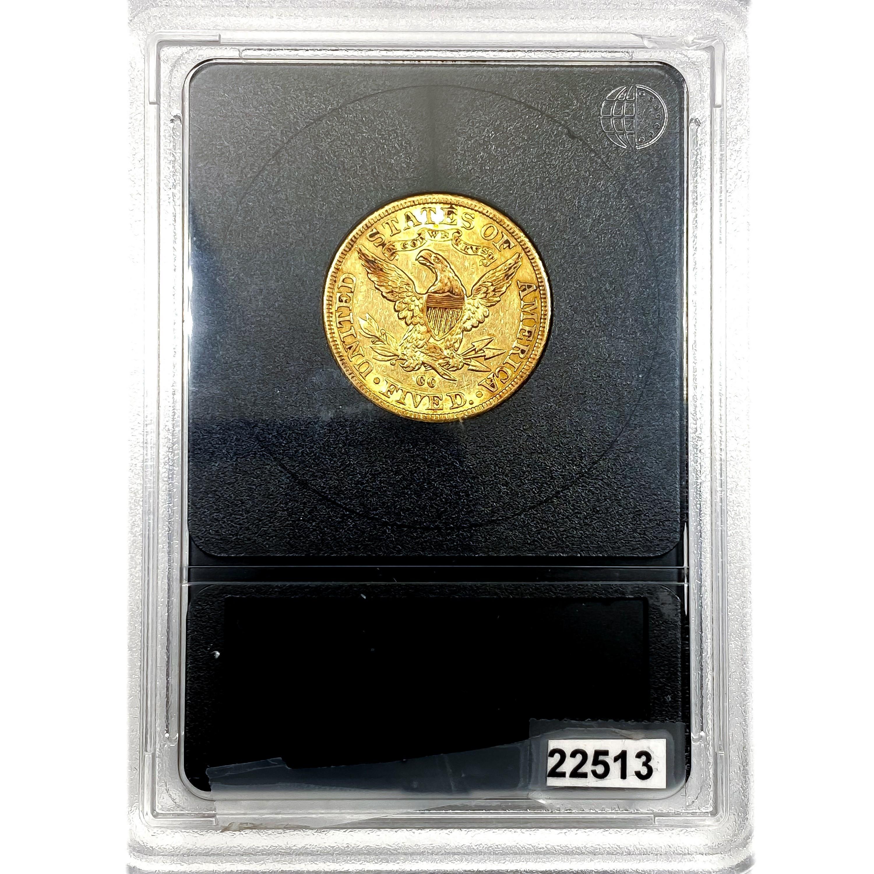 1891-CC $5 Gold Half Eagle