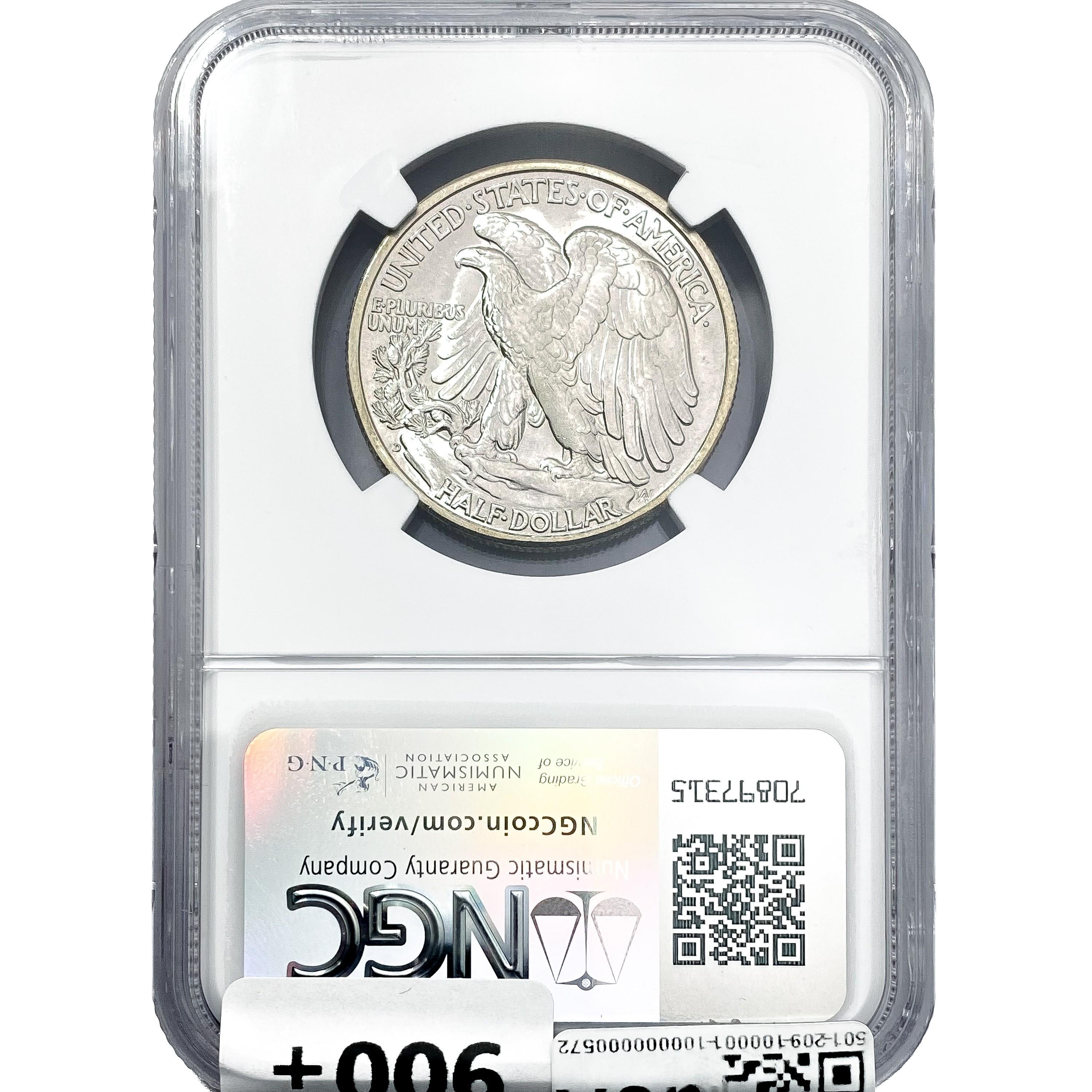 1939-D Walking Liberty Half Dollar NGC MS67