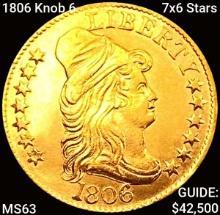 1806 Knob 6 7x6 Stars $5 Gold Half Eagle