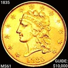 1835 $2.50 Gold Quarter Eagle UNCIRCULATED