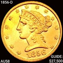 1856-D $5 Gold Half Eagle CHOICE AU