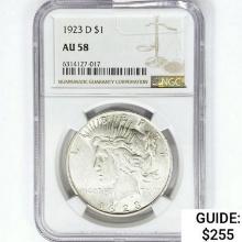 1923-D Silver Peace Dollar NGC AU58