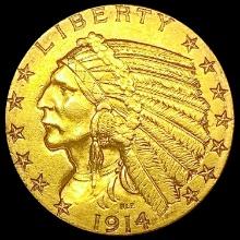 1914-D $5 Gold Half Eagle CLOSELY UNCIRCULATED