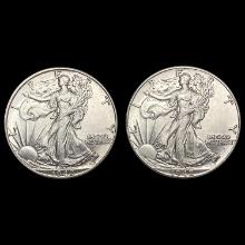 1942 Pair of Walking Lib. Half Dollars [2 Coins] U