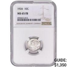 1926 Mercury Silver Dime NGC MS65 FB