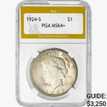 1924-S Silver Peace Dollar PGA MS64+