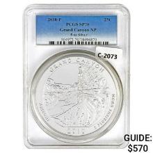 2010-P 25C ATB US 5oz Silver Grand Canyon PCGS SP7