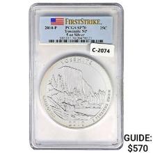 2010-P 25C ATB US 5oz Silver Yosemite PCGS SP70