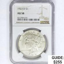 1923-D Silver Peace Dollar NGC AU58