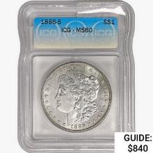 1886-S Morgan Silver Dollar ICG MS60