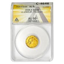 1925-D $2.50 Gold Quarter Eagle ANACS AU58 Details