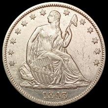 1843 Seated Liberty Half Dollar CLOSELY UNCIRCULAT