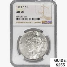 1923-D Silver Peace Dollar NGC AU58