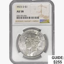 1923-D Silver Peace Dollar NGC AU58