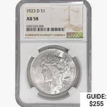 1923-D Silver Peace Dollar NGC AU58