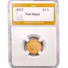1912 $2.50 Gold Quarter Eagle PGA MS64