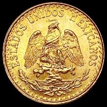 1945 Mexico Gold 2 Pesos 0.0482oz CHOICE BU
