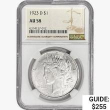 1923-D Silver Peace Dollar NGC AU58