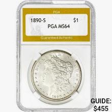 1890-S Morgan Silver Dollar PGA MS64