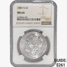 1881-S Morgan Silver Dollar NGC MS64