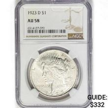 1923-D Silver Peace Dollar NGC AU58