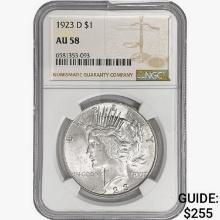 1923-D Silver Peace Dollar NGC AU58