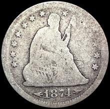 1874-S Seated Liberty Quarter NICELY CIRCULATED