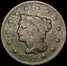 1842 Braided Hair Large Cent NICELY CIRCULATED