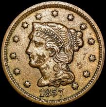 1857 Braided Hair Large Cent CLOSELY UNCIRCULATED