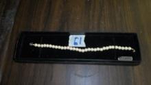 pearl necklace, box marked sterling silver