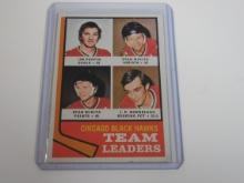 1974-75 TOPPS HOCKEY #69 CHICAGO BLACKHAWKS TEAM LEADERS MIKITA PAPPIN BORDELEAU