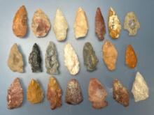 21 Arrowheads, Nice Examples, Longest is 1 3/4", Found in Dover, Delaware,