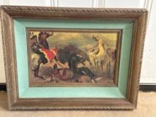 Nice Painting, Native American Battle Scene, 15x24 Frame