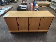 WOODEN 4 DOOR CABINET 48" X 15" X 24"