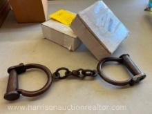 2, Rare Old Vintage Antique Iron Screw Lock Key Handcuffs Collectible