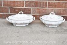 1910 Antique Habsburg Austria Covered Serving Bowls.