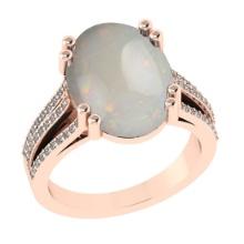 6.43 Ctw SI2/I1 Opal And Diamond 14K Rose Gold Engagement Ring