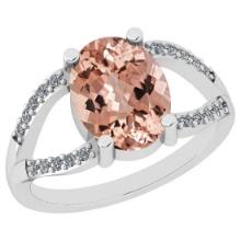 5.00 Ctw SI2/I1 Morganite And Diamond 14K White Gold Vintage Style Ring