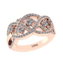 0.75 Ctw SI2/I1Diamond 14K Rose Gold Engagement Band Ring