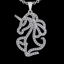 0.87 Ctw SI2/I1 Diamond 18K White Gold Pendant Necklace