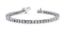 14KT WHITE GOLD 4 CTW G-H VS2/SI1 PRINCESS AND ROUND DIAMOND TENNIS BRACELET